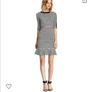 Donna Morgan 3/4 Sleeve Ponte Ruffle Hem Dress